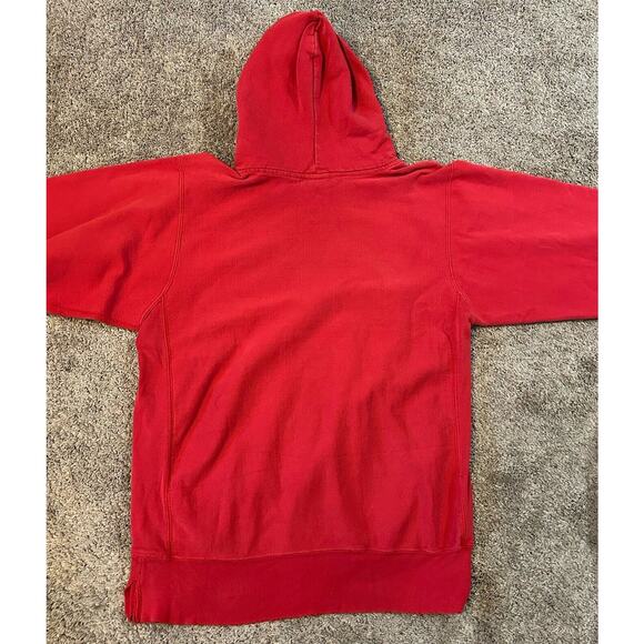VTG Muhlenberg College Spellout Pro Weave Red Sweatshirt Hoodie Distressed M - Picture 2 of 10